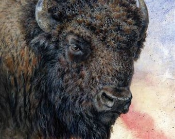 Bison Panel, Wild And Beautiful Digital Panel  size is 36" x 43" Buffalo Quilt top panel