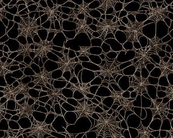 Halloween Fabric, Spiderwebs on Black Witchypoo by QT Fabrics, Halloween Yardage and Fat Quarters available