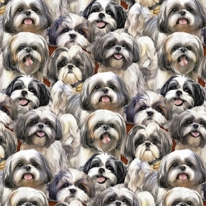 Shih Tzu Dogs Allover Fabric / Retriever Fabric / Dog Fabric / Dog Breeds Fabric by David Textiles  / Fat Quarter Fabric