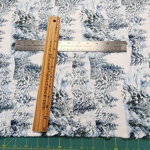 Snow Scene Winter Fabric, White / Elizabeth Sutdio's 215 Landscape Medley Snow image 2