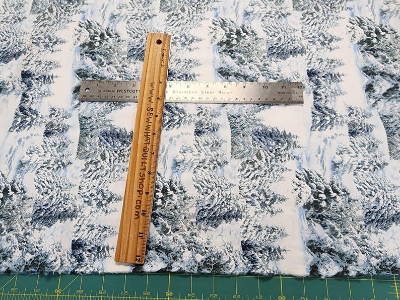 Snow Scene Winter Fabric, White / Elizabeth Sutdio's 215 Landscape Medley Snow image 2
