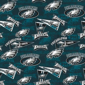 Philadelphia Eagles NFL Fabric / Licensed NFL Cotton Fabric, Fabric Traditions / Football Fabric Yardage Cotton Material