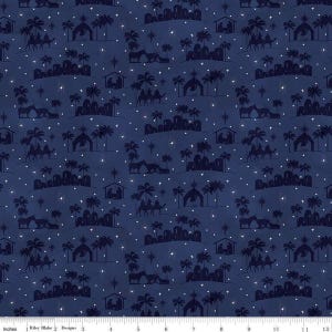 Christmas Fabric, Nativity Scenes Fabric by the Yard, Nativity Silhouettes Come Let Us Adore Him by Riley Blake Fat Quarter, Cotton Yardage