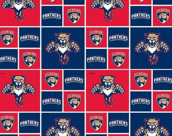 Retalho de tecido de algodão 35x44" com estampa do Florida Panthers da NHL / Licenciado pela NFL, da Fabric Traditions.