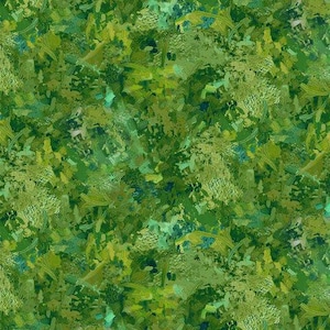 Tela abstracta Silent Lake Green de Northcott Naturescapes Landscape / Autumn Fall de Iosif Derecichei para Northcott Fabrics