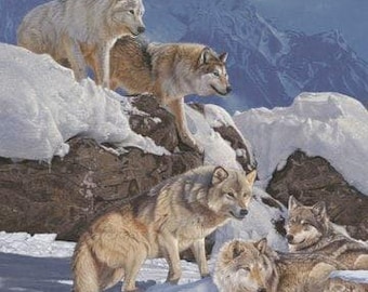 Winter Gathering Winter Wolf 36" Panel by Northcott Fabrics