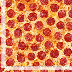 Pepperoni and Cheese Pizza Fabric / Foodie Pizza Yardage / Food Fabric / Comfort Food Fabric by Timeless Treasures Yardage & Fat Quarters