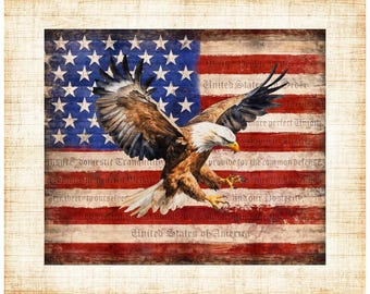 Eagle Fabric Panel / Eagle and Flag 36" Panel Patriot Constitution Collection by QT Fabrics Quilt Fabric Panel / Quilt Fabric Panels