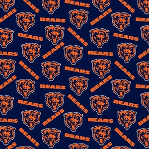 Chicago Bears Mini Print Logo Licensed NFL, Team Match Up by Fabric Traditions Cotton Fabric,  Fat Quarters Available