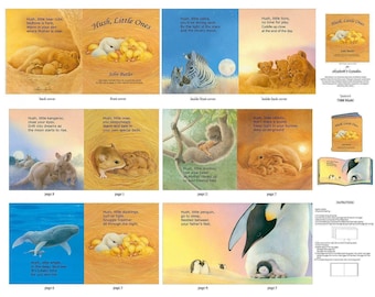 May include: A fabric panel featuring illustrations from the children's book Hush, Little Ones by John Butler. The panel displays various animal scenes including bears, zebras, lions, kangaroos, hamsters, monkeys, rabbits, whales, and penguins.