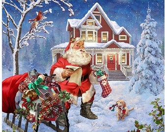 Ol' St. Nick Christmas Print Christmas Santa Clause Panel 36in x 43in / Holiday Fabric Panels / Christmas Fabric Panel / Hoffman Panels