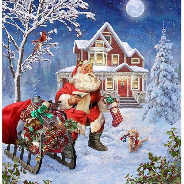 Ol' St. Nick Christmas Print Christmas Santa Clause Panel 36in x 43in / Holiday Fabric Panels / Christmas Fabric Panel / Hoffman Panels