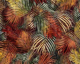 Tropical Forest Leaves Floral Fabric on Black Fabric  by Timeless Treasures Floral Blender Fabric Yardage & Fat Quarters