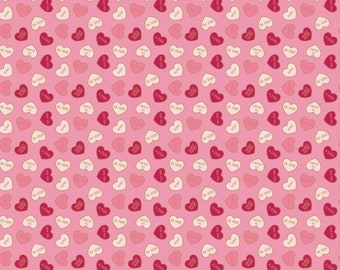 Valentine Fabric, Conversation Hearts Pink Sparkle Fabric  by Riley Blake Mint for You  Collection Fabric Cotton Yardage and Fat Quarters