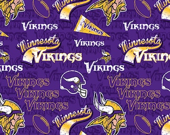 Minnesota Vikings NFL Stoff / Lizensierter NFL Stoff, Fabric Traditions / Football Stoff Meterware Baumwollstoff, Fat Quarters erhältlich
