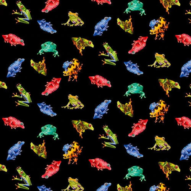 Frog Fabric by the Yard / Small Frog Tossed Allover Jewels of Etsy