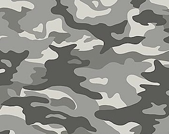 Kamouflagetyg / Crazy for Camo grått kamouflagetyg för höst och jakt / Northcott kamouflagetyg som metervara och Fat Quarters