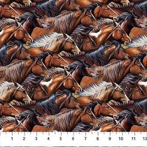 Running Horses, Packed Horse Fabric, Wild and Free by Northcott Fabrics / Fabric Yardage, By The Yard & Fat Quarter