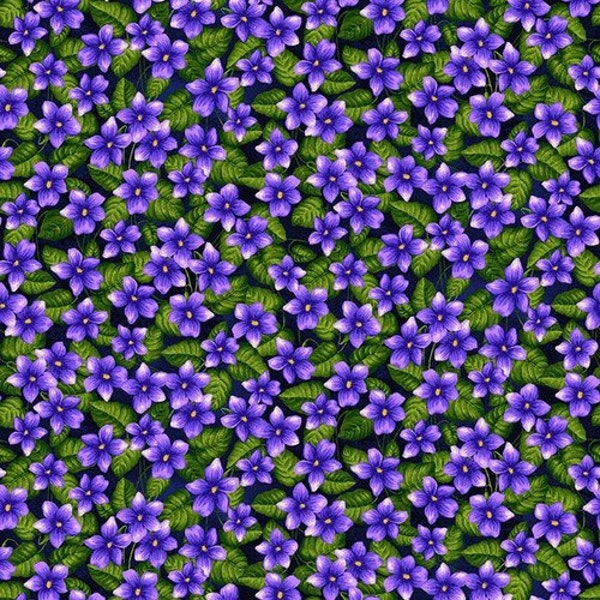 Violets Allover Floral Fabric Nature's Affair Collection by Henry Glass, Floral Blender Fabric Yardage & Fat Quarters