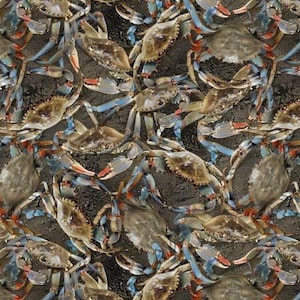 Food and Fishing Chesapeake Crabs Fabric by the yard, A La Carte Blue Crab Seafood by Windham, fat quarters & yardage available