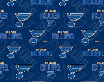 NHL Hockey St Louis Blues Fabric / Face Off Cotton Fabric by the yard / Sykel Hockey Fat Quarters & Yardage
