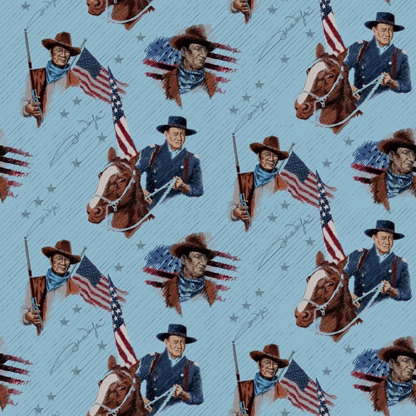 John Wayne Fabrics / Americana Main Blue for The John Wayne Collection by Riley Blake  C9470