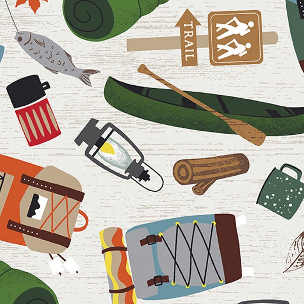 Camping Wilderness Quilting Fabric Etsy