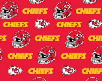 NFL Kansas City Chiefs Fabric / Licensed NFL Cotton Fabric from Fabric Traditions 58" Wide / Football Fabric by the yard