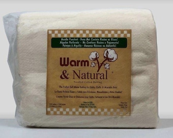 Rembourrage très grand format, chaud et naturel, 100 % coton 120 x 124 pouces, molleton de Warm Company, vendu par paquet / Fournitures de courtepointe et de couture