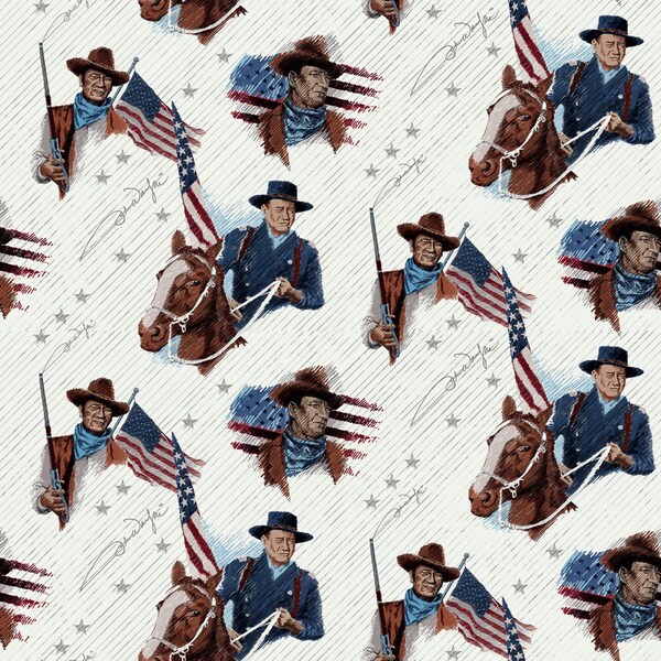 Tessuti John Wayne rimanenti 32x44" / Crema principale Americana