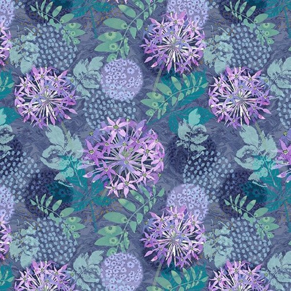 Gypsy Flutter Large Blue and Purple Flowers Fabric by Blank Quilting Material by the yard Yardage & Fat Quarters