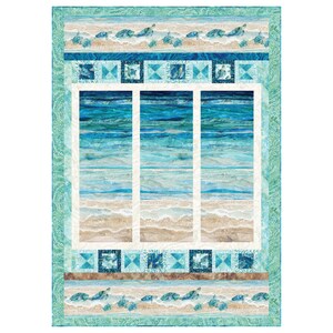 Beach View Quilt Kit by Matthew Pridemore Whimsical Workshop, Features Turtle Bay Fabric, Fabric for Quilt Top and Binding, Quilt 60x84"