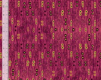 Cleo Bejeweled Stripe Burgundy Abstract Squares Fabric 1ヤード