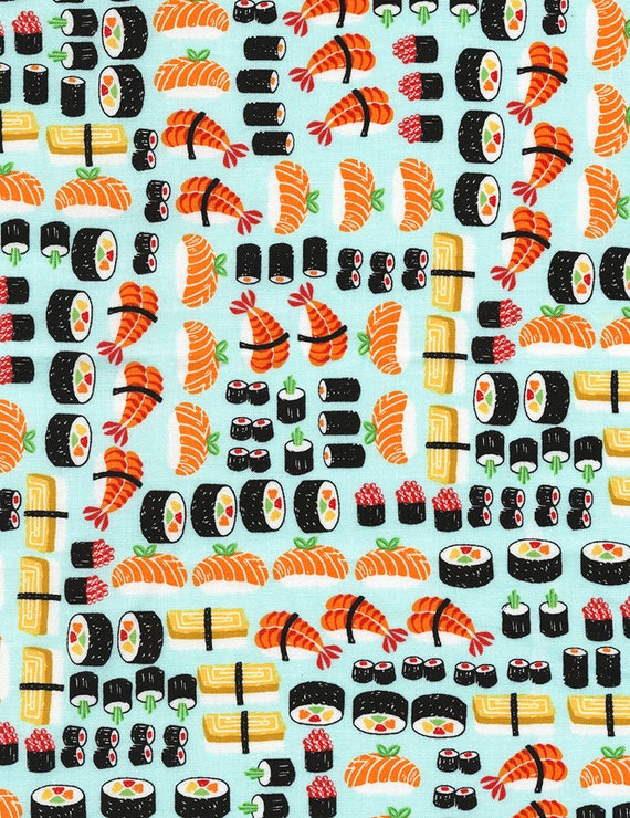 Sushi Fabric by the Yard / Food Fabric / Timeless Treasures - Etsy