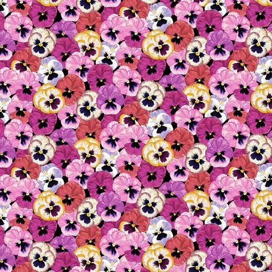 Pink Pansies Floral Fabric / Summer Days  Daffodils by Makower UK  Fabrics, Floral Blender Fabric Yardage & Fat Quarters