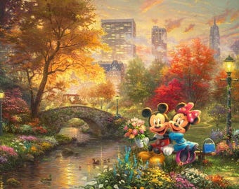 Disney Mickey Mouse and Minnie Dreams Panel by Thomas Kinkade From