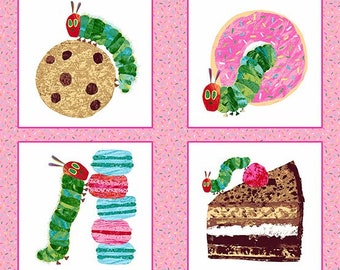 The Very Hungry Caterpill Bake Shop 24" Panel on Pink Quilt Panel von Andover Fabrics / Kinder Quilt Stoff / Quilt-Panel für Kinder