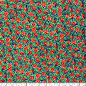 Joaninhas em tecido verde, Coleção You Bug Me, Material para Paintbrush Studio - Tecido por metro e Fat Quarters