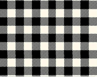 Buffalo Check FLEECE Plaid Black and White Fabric by the Yard / Solid WINTER FLEECE Solid by Windham Microfleece Polar Fleece Material