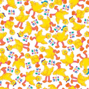 Tela de Barrio Sésamo / Tela de Barrio Sésamo Big Bird de QT Fabrics, tela de algodón de Barrio Sésamo, yardas y cuartos de grasa disponibles