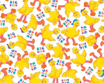Sesame Street Fabric / Sesame Street Big Bird Fabric by QT Fabrics, Sesame Street Cotton Material Yardage & Fat Quarters Available