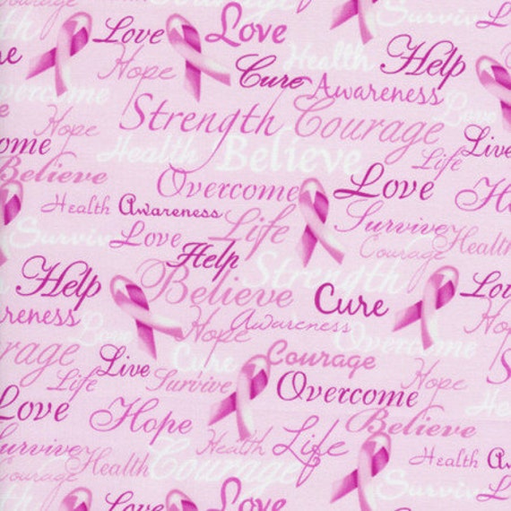 Breast Cancer Awareness Fabric Pink Ribbon Fabric / Breast Etsy
