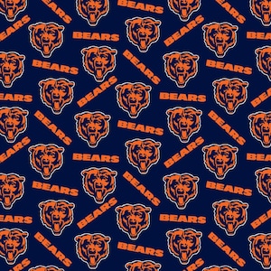 Chicago Bears Mini Print Logo Licensed NFL, Team Match Up by Fabric Traditions Cotton Fabric,  Fat Quarters Available