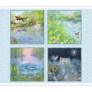 Secret Garden 36" Block Panel  /  Spring Floral Block Panel by 3 Wishes / Quilt Panel Floral Quilt Panel / Floral Panel