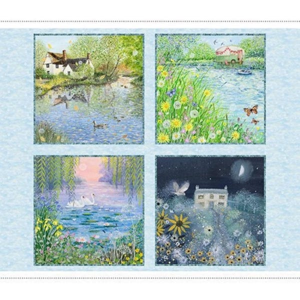 Secret Garden 36" Block Panel  /  Spring Floral Block Panel by 3 Wishes / Quilt Panel Floral Quilt Panel / Floral Panel