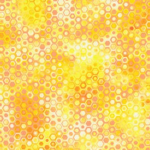 Geometric Dots on Sunshine Fabric, Hexagons Phantasma by Robert Kaufman in Cotton Tonals Blender ColorWall Support Essential Basics