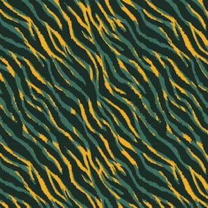 Green and Gold Tiger Skin Stripe Print Fabric / End Zone Match Ups Cotton Football Team Coordinates by Fabric Traditions