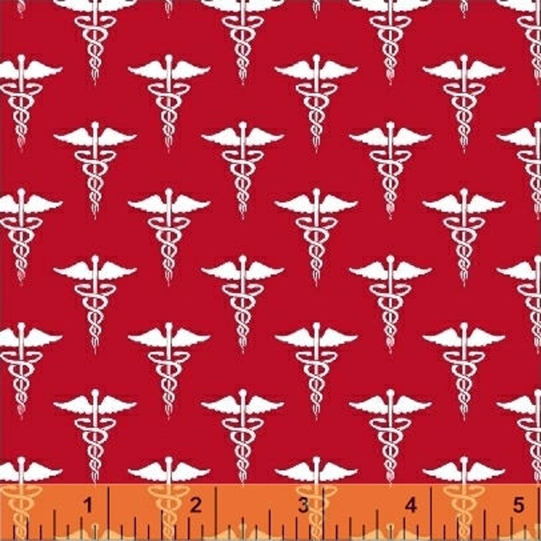 Calling All Nurses Fabric / Medical Yardage / Windham 373064 Red