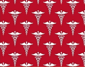 Calling All Nurses Fabric / Medical Yardage  / Windham 37306-4 Red / Medical Fabric / Nursing Fabric by the yard / Yardage & Fat Quarters