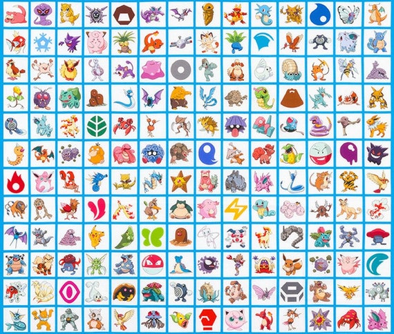 Pokemon Fabric Panel All Pokemon Characters on 35 x | Etsy